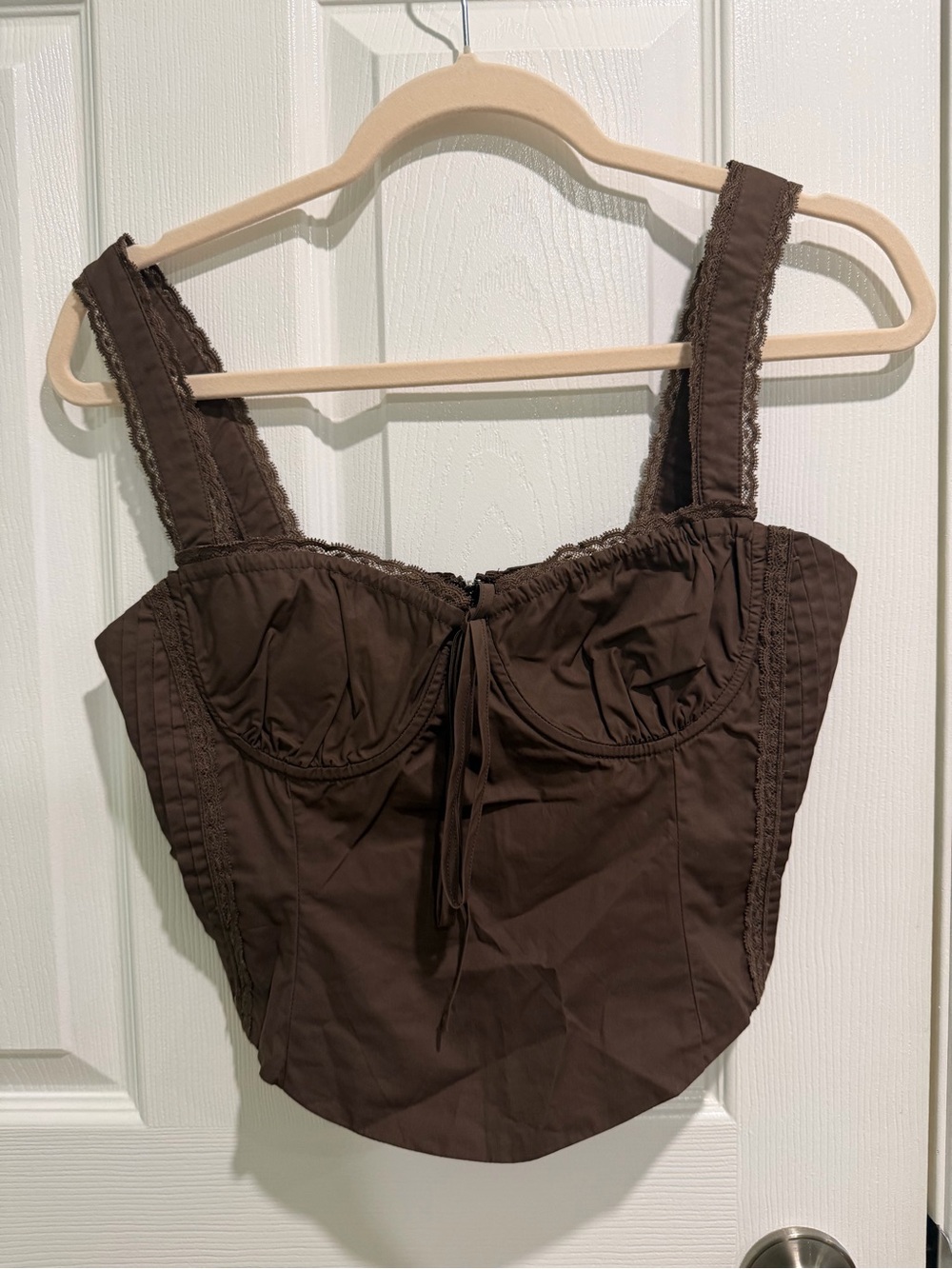White Fox Brown Bustier Top Size Small